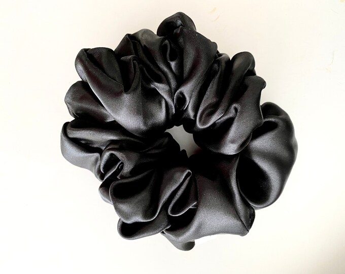 XX Large Black Satin Scrunchie: Jumbo Ponytail Holder