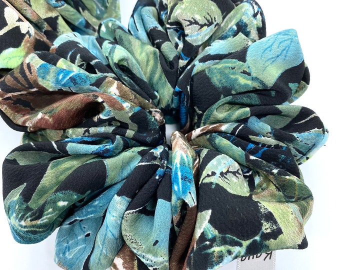 XX Large Scrunchies, Floral Print Polyester Crepe