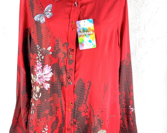 DESIGUAL #18WWCW07 Ladies Long Sleeve Button Front Red 'Cam Fragancy'