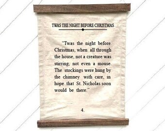 Twas The Night Before Christmas Canvas Wall Hanging, Canvas Tapestry
