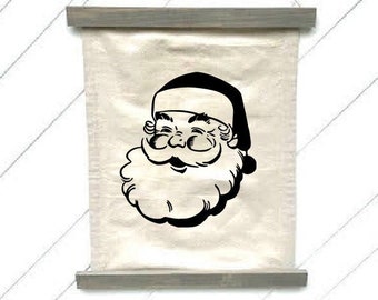 Santa Canvas Wall Hanging, Canvas Tapestry