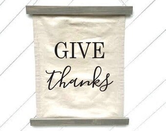 Give Thanks Canvas Wall Hanging, Canvas Tapestry