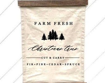 Farm Fresh Christmas Trees Canvas Wall Hanging, Canvas Tapestry