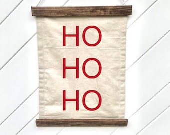 Ho Ho Ho Canvas Wall Hanging, Christmas Tapestry