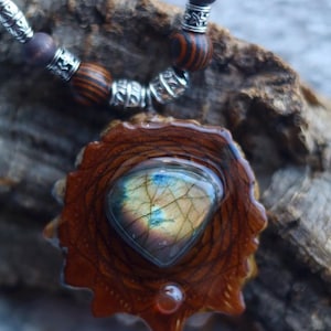 Handmade Labradorite Pinecone Pendant | Beaded Third Eye Pinecone Pendant | Festival Jewelry | Labradorite Necklace | Beaded Jewelry