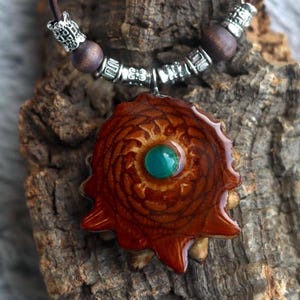 Handmade Pinecone Pendant Necklace: Beaded Pendant Necklace | Mood Necklace | Mood Jewelry | Beaded Jewelry