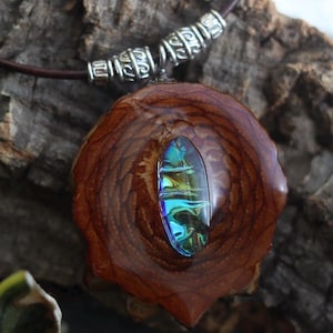 Pinecone Pendant with Dichroic Stone | Third Eye Pinecone Pendant | Festival Jewelry | Festival Accessories | Dichroic Pendant