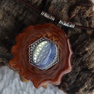 Third Eye Pinecone Pendant Necklace: Handmade Sacred Geometry Leather Necklace | Beaded Leather Necklace