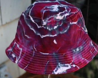 Handmade Tie Dye Bucket Hat – Geode Tie Dye, Festival Hat | Unisex Headwear | Unique Summer Boho Accessory, Rave, Beach, Purple Bucket Hat
