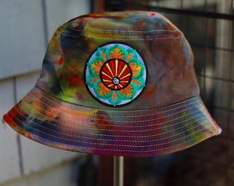 Handmade Unisex Tie Dye Bucket Hat – Festival Hat | Colorful Psychedelic Headwear |  Summer Accessory, Rave, Beach, Multicolor Hat, Om