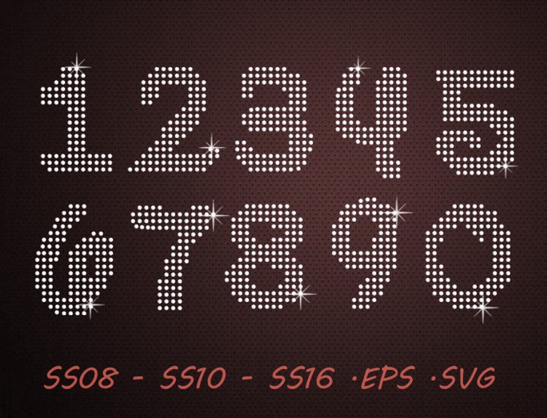 Rhinestone Numbers Cartoon SVG EPS Digital Template Vector Clipart ...