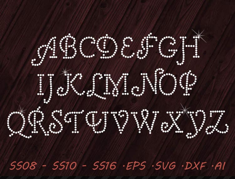 Download Rhinestone Cursive Font SVG EPS DXF Ai Digital Template | Etsy