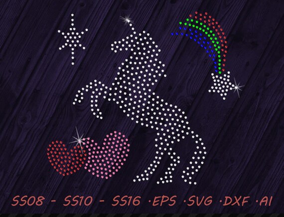 Rhinestone Design Unicorn Svg Eps Dxf Ai Digital Template Etsy