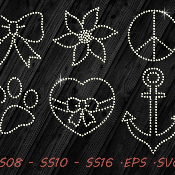 Rhinestone Design Elements, SVG EPS - Digital Template - Vector Clipart - Cricut - Silhouette Studio - Cutting File - Vector Files