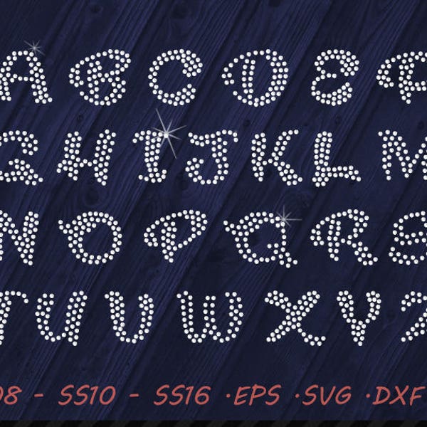 Rhinestone Bold Fancy Font - SVG DXF EPS Ai  Digital Template - Vector Clipart - Cricut - Silhouette Studio - Cutting File  Vector Files