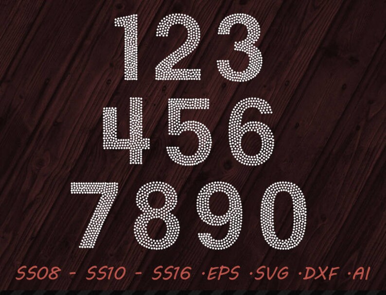 Rhinestone Numbers Bold SVG EPS DXF Ai Digital Template Vector Clipart