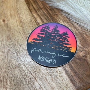 Pacific Northwest Sticker-Tree Sticker-Sunset Sticker-PNW Sticker-Washington Sticker-Oregon Sticker-Seattle Sticker