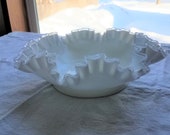 Fenton Silvercrest White Milk Glass Ruffled Edged Bowl