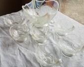 Opalescent Glass Berry Bowl Set Antique EAPG Northwood Wild Bouquet Iris