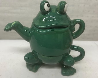 Bule/xícara de chá vintage Ganz Frog Whimsical para uma pessoa