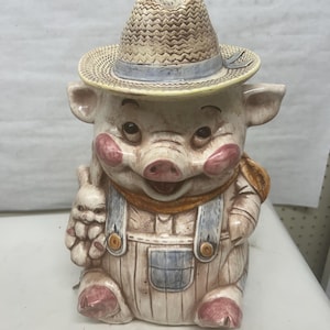 Farmer Pig Cookie Jar - Etsy