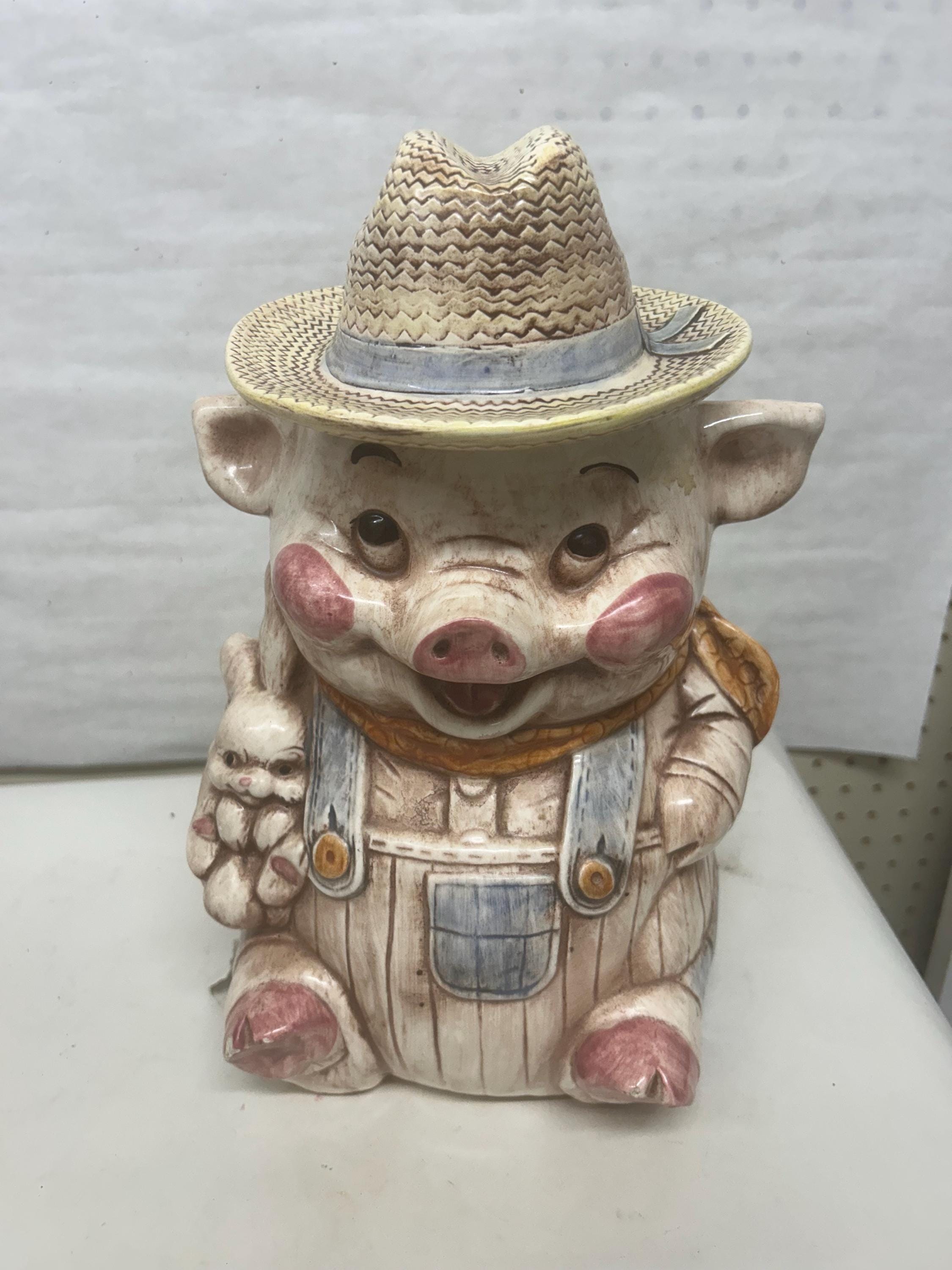 Farmer Pig Cookie Jar - Etsy