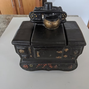 McCoy Cookie Jar Pottery Cast Iron Stove Oven Made in USA Vintage Hand Painted