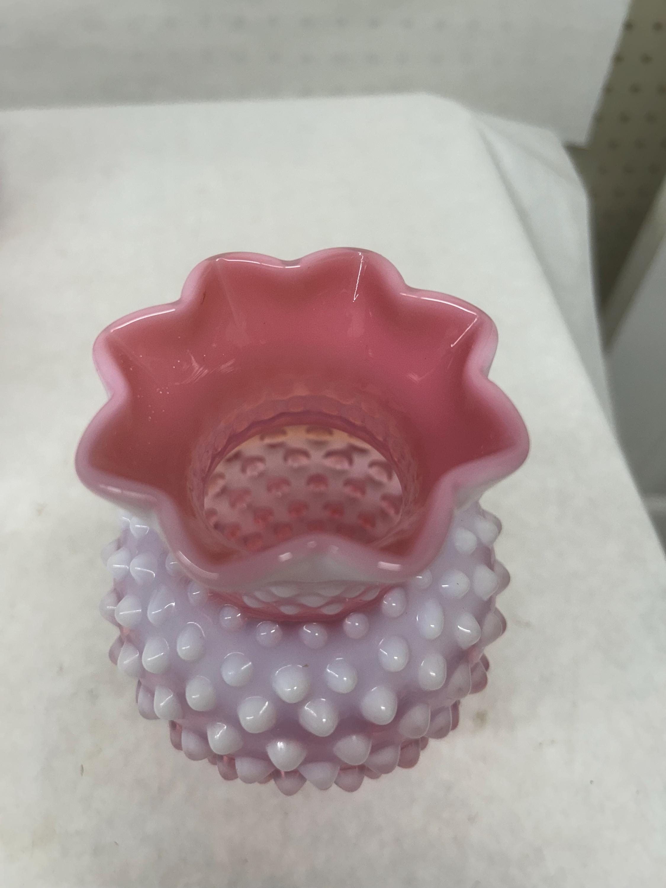 フェントン アート グラス クランベリー オパールセント ホブネイル