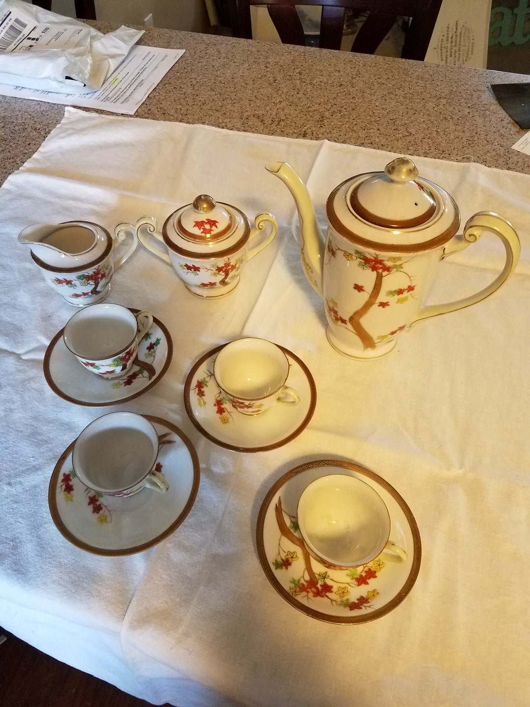 Vintage Occupied Japan Tea Pot Demitasse Tea St 4 Cups/saucers Etsy