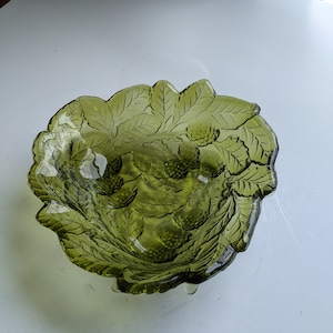 Indiana Glass &quot;Loganberry&quot; green glass dish
