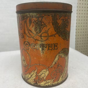 1920's Cook Coffee Tin with Art Nouveau Design Made by Tindeco Sunlite