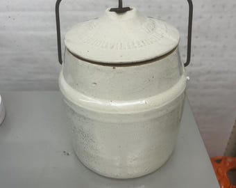 Antique Western Stoneware Canning Jar Lidded Crock -THE WEIR #5