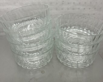 Set van 7 Turkse Pasabache-glazen fruitschalen - vintage kristalgeslepen glazen schalen uit Turkije