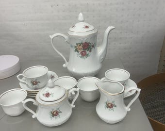Vintage Wtoctawek Polen thee/koffie 13-delige set - rozen