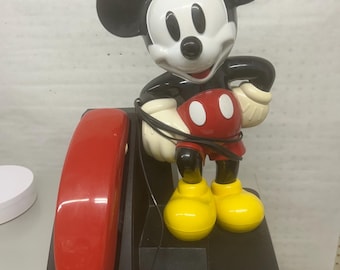 Vintage Mickey Mouse-telefoon met drukknop uit de jaren 90