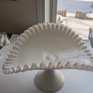 Fenton Silver Crest Milk Glass Banana Bowl