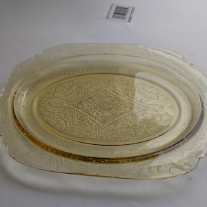 Depression Glass Platter, Federal Glass Company, Madrid, Amber, 1932 - 1939