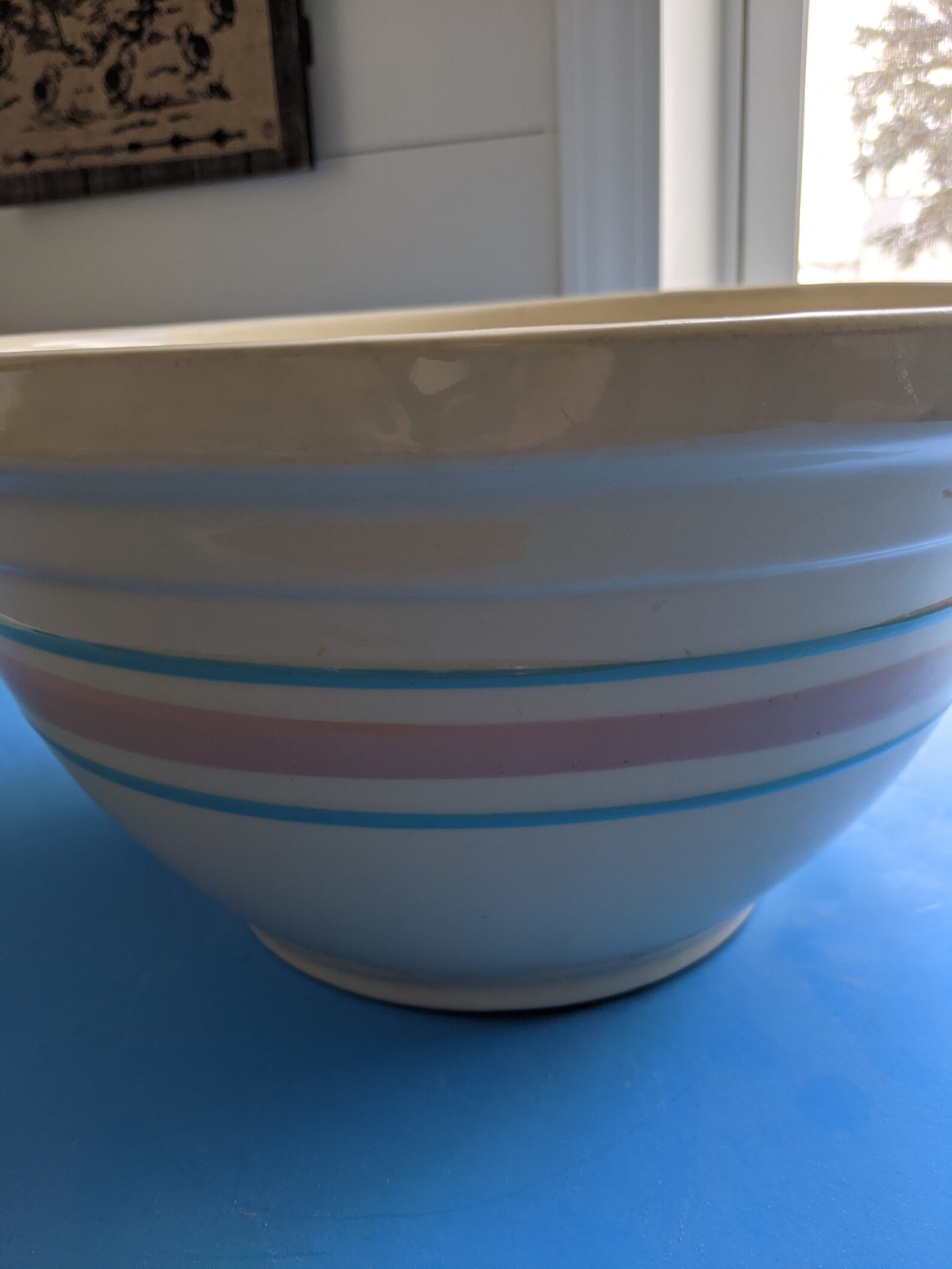 Vintage Sky Blue and Pink Stripe Mccoy Mixing Bowl 12 Inches Etsy