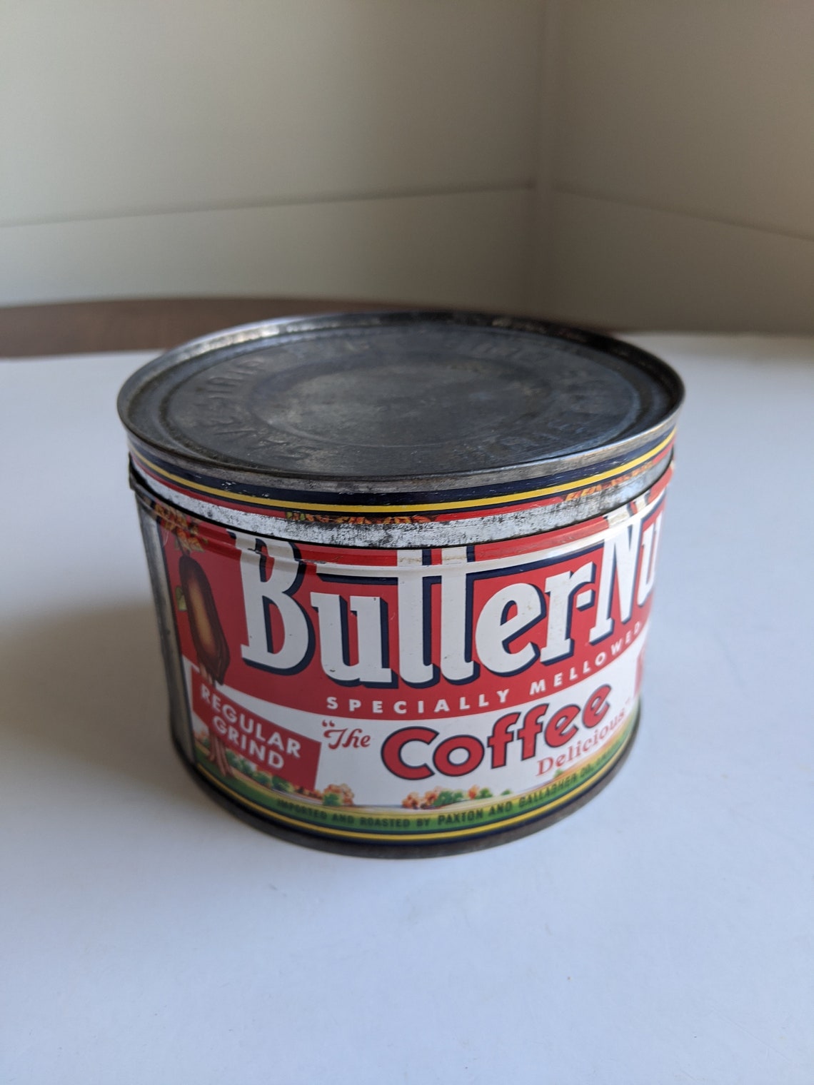 Vintage ButterNut Coffee Tin with Lid One Pound Can 1950s Etsy