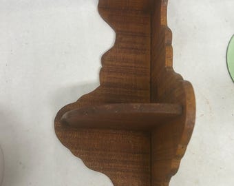 Vintage Holz Wand Ecke 2 Tier Regal Display Rack rustikale dk braun Bauernhaus