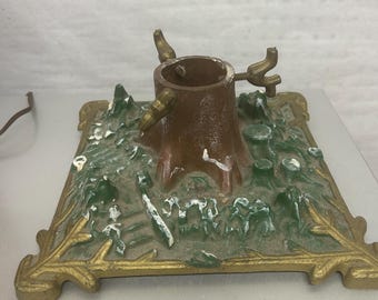 Antieke gietijzeren Duitse kerstboomstandaard, Waidhofen-motief, rustieke kandelaar, vintage brocante, landhuisdecor