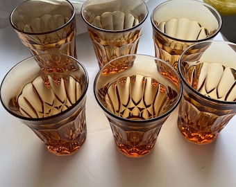 Noritake Perspective Amber Drinking Glasses Mid Century Modern Set of 6 - 9 oz