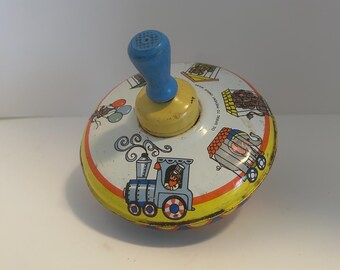 WPT 赤青セット Ohio Vintage, Rare, 50's Metal Spinning Top, Ohio Art, Bryan OH