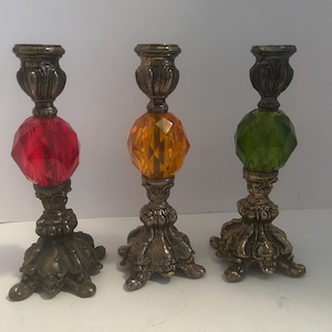 Hollywood Regency Candle Holder Brass and Lucite Choose 1 Vintage Choice Candlestick