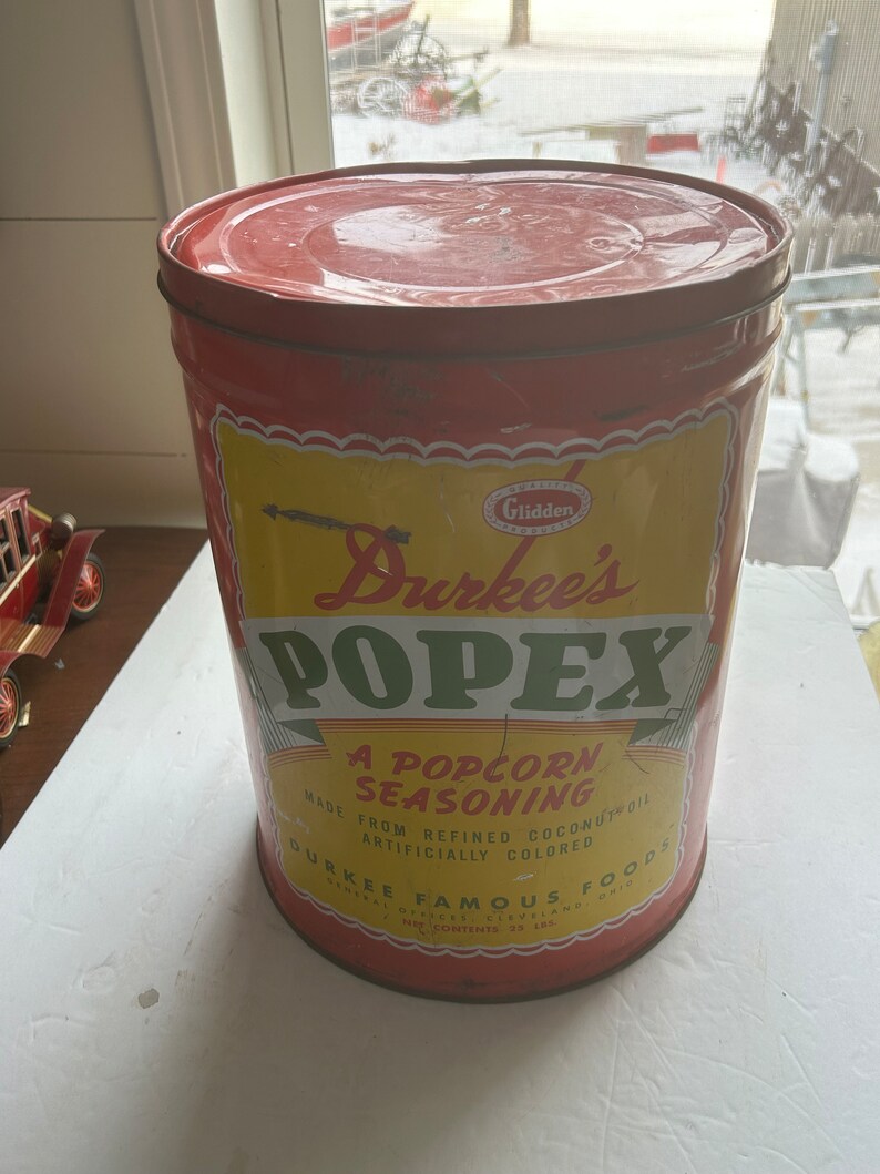 Popex Vintage Durkees Popex Popcorn Tin, Floral Decor - Etsy