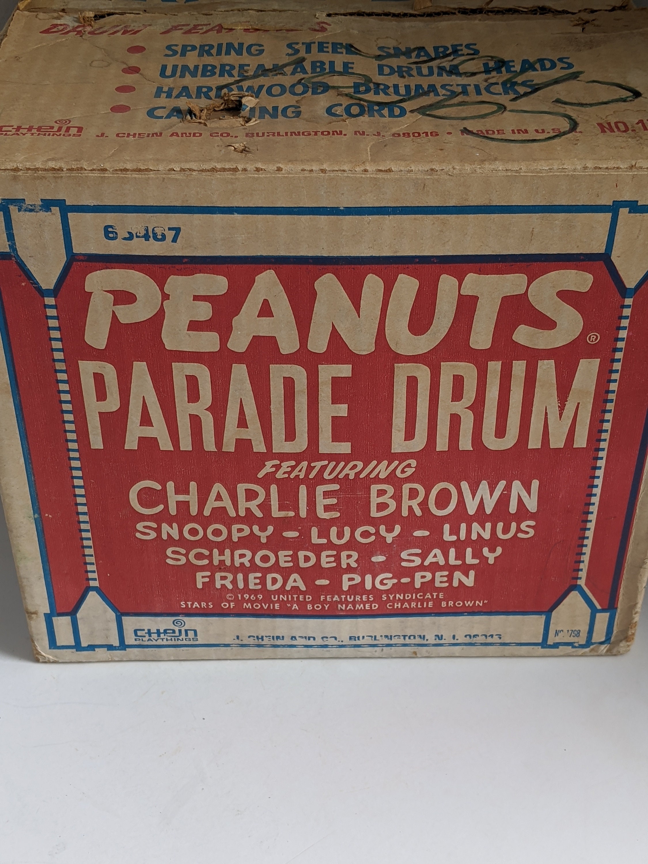 Vintage 1969 Peanuts Drum, J Chein Metal Toy With Original Box - Etsy