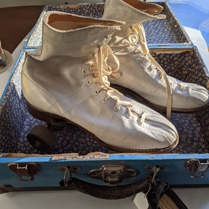 vintage Patins à roulettes Chicago pour femme avec boîtier en métal bleu avec roues 78 SPL