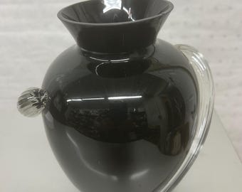 Wazon ze szkła artystycznego Vintage Twos Company, czarny wazon ze szkła, ręcznie dmuchany, rzeźbiarski wazon w stylu Murano, nowoczesny wystrój ze szkła studyjnego w stylu art déco