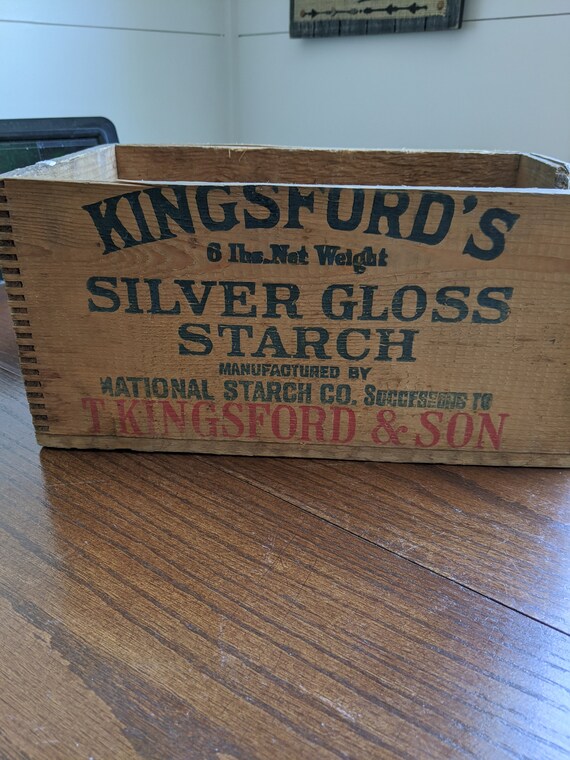 Kingsford Wooden Gloss Starch Box Small Rustic 11 Etsy