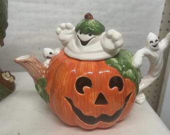Vintage Fitz and Floyd Halloween Pumpkin Teapot